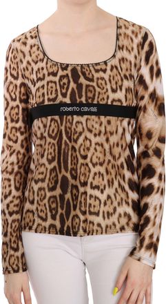 Roberto Cavalli Round Neck Leopard Women Top Womens Blouse