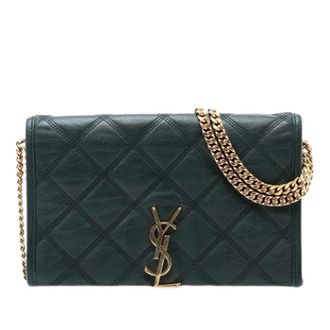 Saint Laurent Pre-owned Shoulder Bags, female, Green, Size: ONE SIZE Pre-owned Chain Wallet