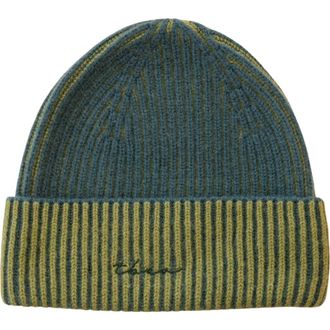 TBCo Cashmere & Merino Ribbed Two-Tone Beanie in Olive Two-Tone at Nordstrom