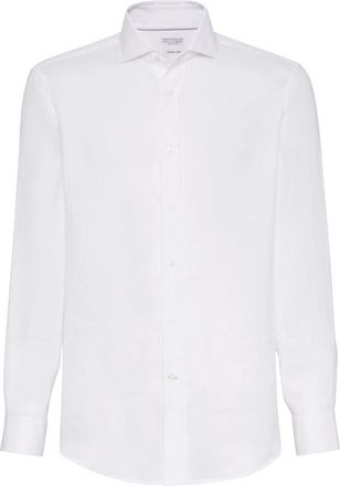 Brunello Cucinelli Klassiek overhemd - Heren - Casual Overhemden - Wit - 2XL - Overhemden