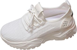 Generic Fly Weave Womens Sneakers with Airflow Comfort Technology and Flexible Round Toe Soft Sole Design for All Day Wear (White, 6.5)