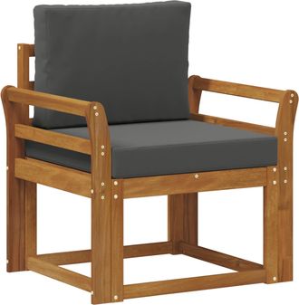vidaXL Sof&aacute; De Exterior Madera De Acacia S&oacute;lida Y Poli&eacute;ster Natural Vidaxl