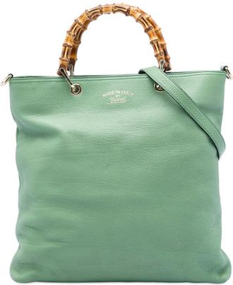 Gucci Pre-owned Gucci Tall Calfskin Bamboo Shopper Tote Ladies NZ4N15HERZ7IFO26