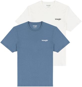 Wrangler T-Shirt WRANGLER Sign Off, Herren, Gr. S, weiss (captains blau, wei&szlig;), Obermaterial: 100% Baumwolle, normal, Rundhals, Shirts T-Shirt