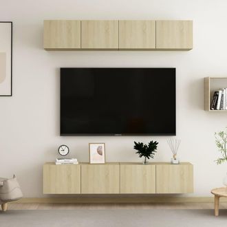 vidaXL Vidaxl - Juego De Muebles De Sal&oacute;n 4 Piezas Roble Sonoma 80x30x30 Cm