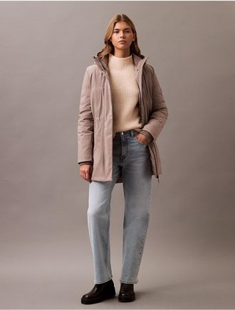 Calvin Klein Womens Soft Shell Hooded Parka - Grey - XS