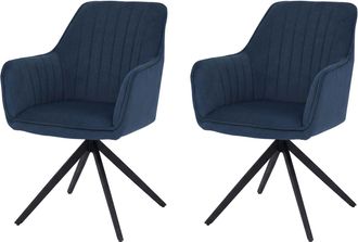 Hhg [nunca Usado] Juego De 2 Sillas De Comedor Hhg-499, Sillas De Cocina Con Respaldo Y Reposabrazos, Giratorias, Con Posici&oacute;n Autom&aacute;tica, De Tela/tejido,