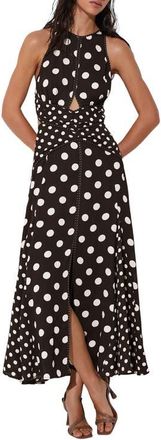 Reiss Nayla Mixed Polka Dot Cover-Up Dress in Chocolate Brown at Nordstrom, Size 10 Us