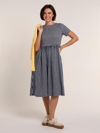 Brakeburn Perla Gingham Midi Dress in Blue at Nordstrom, Size 14