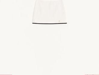 Valentino Mini Mini In Cotton Tweed Canestrello Donna LATTE/NERO 36