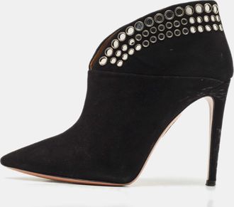 Aquazzura Black Suede Disco Booties