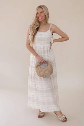 Mustard Seed Brooke Midi Dress In Light-Colored Stripe