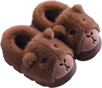 Generic Capybara Slippers, Capybara Slippers for Kids Men Women, Parent-Child Matching Shoes (Dark brown-closed heel, UK, Little Kid, 12, Numeric Range, UK Fo
