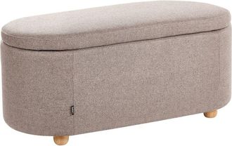 Beliani Storage Bench Beige Fabric Water-repellent Finish Upholstered Ottoman with Storage Hallway Seat HAYWARD