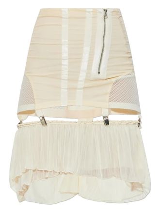 Charlotte Knowles Uma panelled mini skirt - women - Nylon/Polyurethane - L - Neutrals