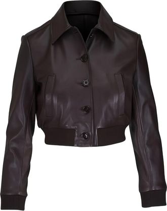 Dorothee Schumacher collared cropped jacket - women - Lambskin - L - Brown