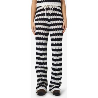 Noisy May Laika Flare Knit Pants in Birch/Black Stripes at Nordstrom Rack, Size X-Small