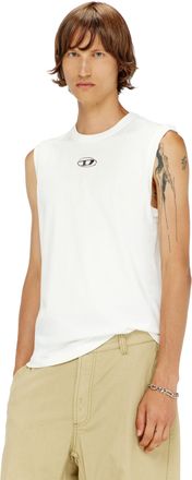 Diesel Cotton tank top with metallic Oval D - T-Shirts - Man - White