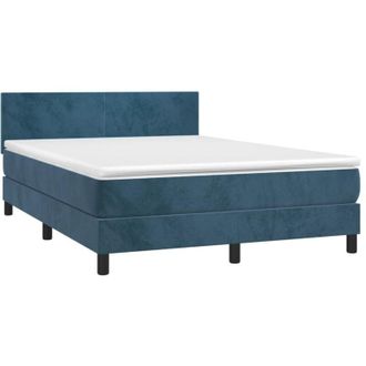 vidaXL Cama Box Spring Con Colch&oacute;n Terciopelo Azul Oscuro 140x200 Cm Vidaxl