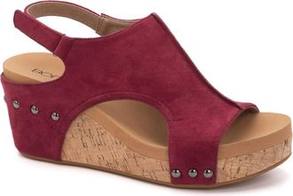 Corkys Footwear Womens Carley Wedge Sandal In Dark Red Suede