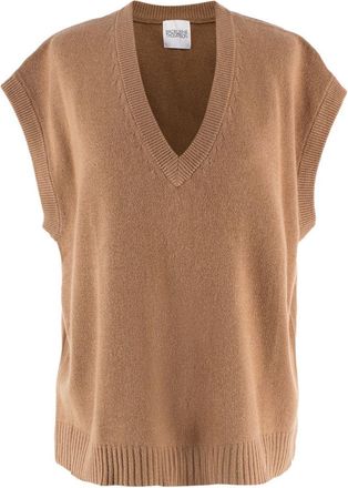 Madeleine Thompson Camel Wool-Blend Sweater Vest Size M