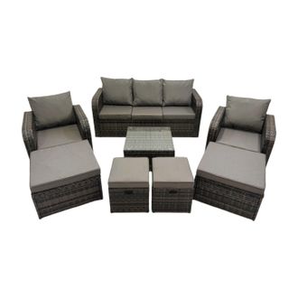 Fimous Garden Outdoor Furniture Set with 4 Stools Dark Grey Mixed