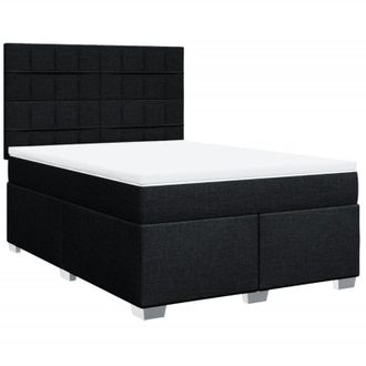 vidaXL Cama Box Spring Con Colch&oacute;n Tela Negro 160x200 Cm Vidaxl