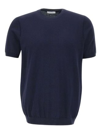 Diktat short-sleeve ribbed-edge sweater - Blue