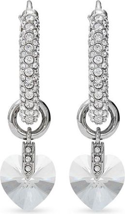 Jimmy Choo London crystal heart hoop earrings - women - Crystal/Brass - One Size - Silver
