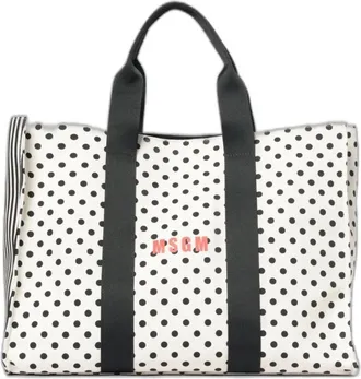 Msgm Borsa Tote Pois a Righe - - Bags - unisex - Nero - ONE SIZE