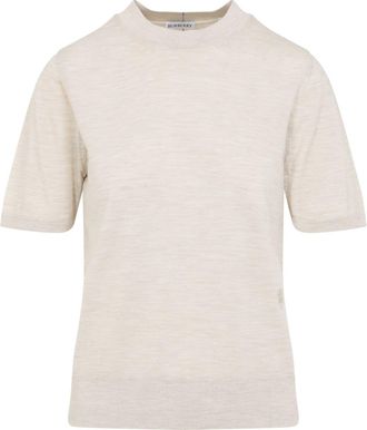 Burberry Nutmeg White Wool T-Shirt-Donna
