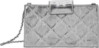 Tory Burch Fleming Mini Metallic Crossbody Bag With Chain Shoulder Strap And Quilted Design In Leather Woman