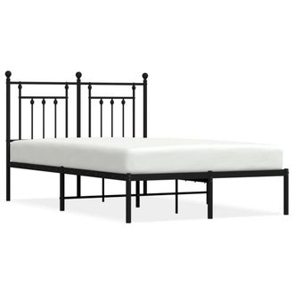 Berkfield Home Metal Bed Frame with Headboard Black 120x190 cm Small Double