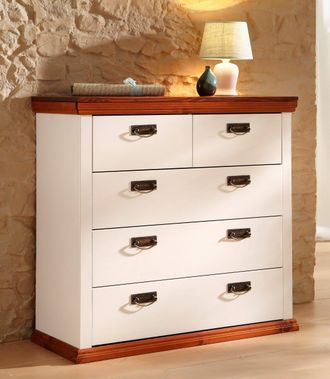 HOME AFFAIRE Schubkastenkommode »Madrid« aus massiver Kiefer mit 5 Schubladen, 90cm breit