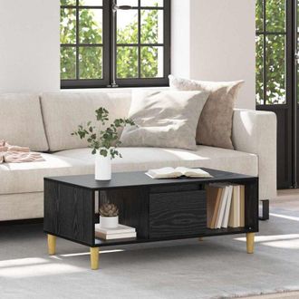 vidaXL vidaXL Tavolino da salotto con cassetto Rovere Nero 90 x 50 x 26.5 cm