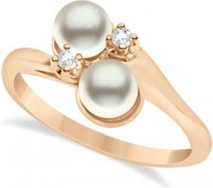 Allurez Bypass Freshwater Pearl & Diamond Ring 14k Rose Gold (6.0mm)