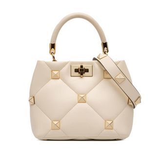 Valentino Pre-owned Valentino Small Nappa Roman Stud The Handle Bag Ladies W55P6E1L9DB9DV9W