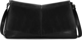 Kazar Zwarte handtas met band - Dames - Schoudertassen - Zwart - ONE Size - Leer - Tassen