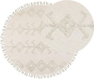 Beliani Rug HARRAN Light Beige &oslash; 140 cm Cotton