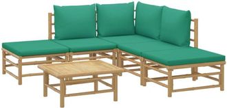 vidaXL Set De Muebles De Jard&iacute;n 6 Piezas Bamb&uacute; Con Cojines Verde Vidaxl