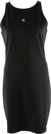 Calvin Klein Kleedjes, Dames, Zwart, L, Zwarte Jeans Jurk