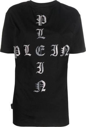 Philipp Plein Gothic Plein crystal-embellished T-shirt - women - Cotton - L - Black
