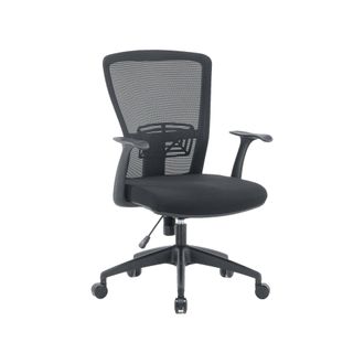 Dmora Altri - Silla De Oficina Devonport, Silla De Trabajo De Malla Con Reposabrazos, Asiento De Oficina Ergon&oacute;mico, Cm 60x64h98/108, Negro