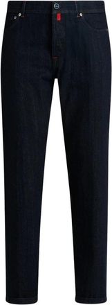 Kiton Tailored 5-Pocket Stretch Katoenen Denim - Heren - Slim Fit Jeans - Blauw - W32 - Katoen - Jeans