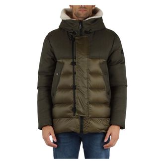Peuterey Winter Jackets, male, Green, Size: XL Hooded Ecofur Down Jacket