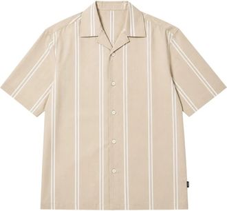 HUGO BOSS C-Lars-Camp-262 Shirt - Heren - Korte mouwen Overhemden - Beige - L - Katoen - Overhemden