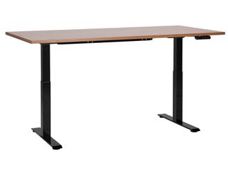Beliani Escritorio regulable de derivado de madera marr&oacute;n