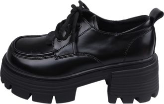 Generic Girls School Shoes Slip On Size 5 Size 5 Shoes Womens Spring and Autumn Thick Soled Height Enhancing Lace Up Retro Thick Heeled Casual Shoes Flat Shoe