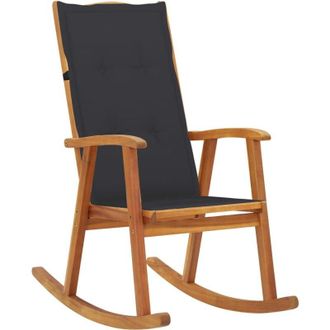 vidaXL Vidaxl - Silla Mecedora Con Cojines Madera Maciza De Acacia
