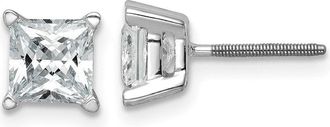 Diamond2Deal 14k Gold 2 ct Princess Lab Grown Diamond Stud Earrings VS Clarity, D-E Color